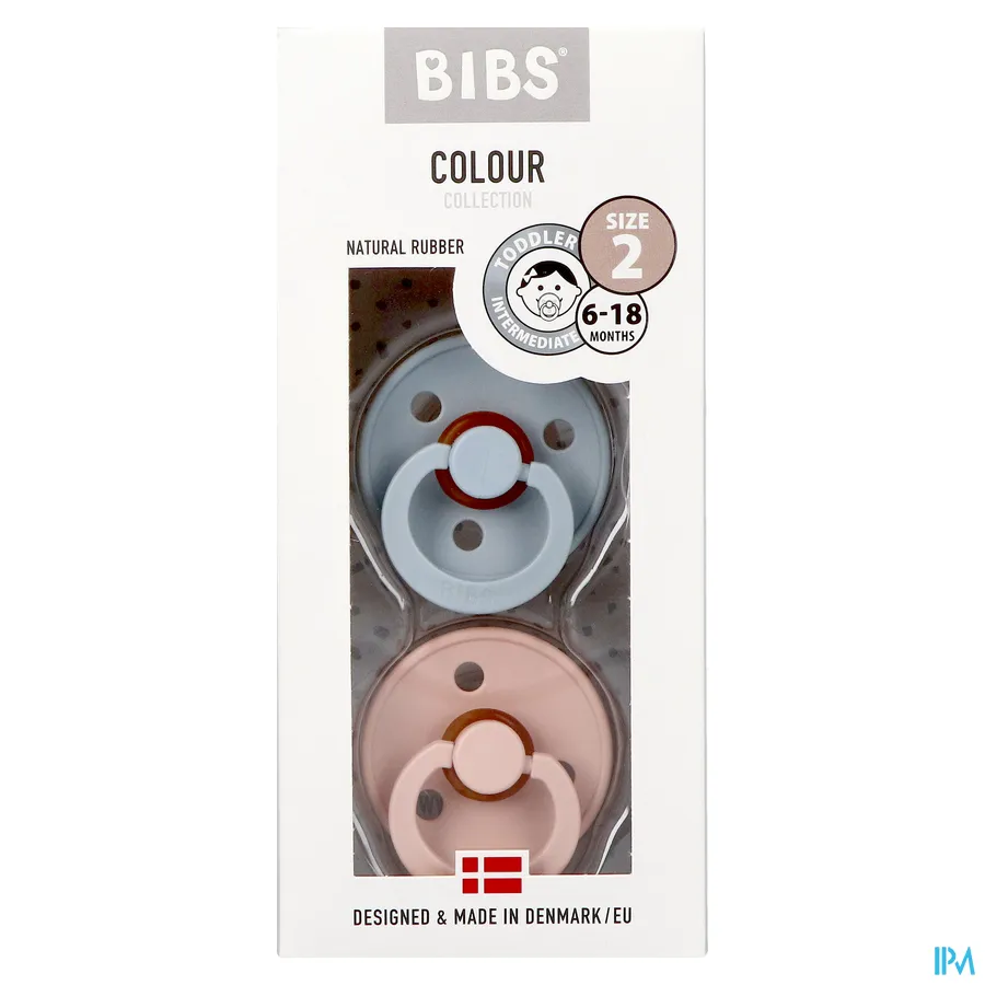 packshot van Bibs Fopspeen Duo Cloud/Blush 6-18 2 stuks