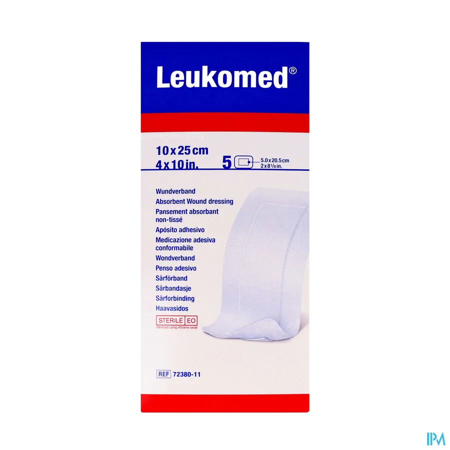 packshot van Leukomed Steriel Wondverband 10 x 25 cm 5 stuks