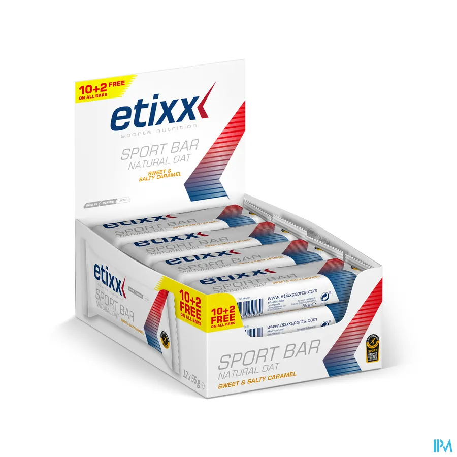 packshot van Etixx Natural Oat Sport Bar Sweet en Salty Caramel 12 x 55 g