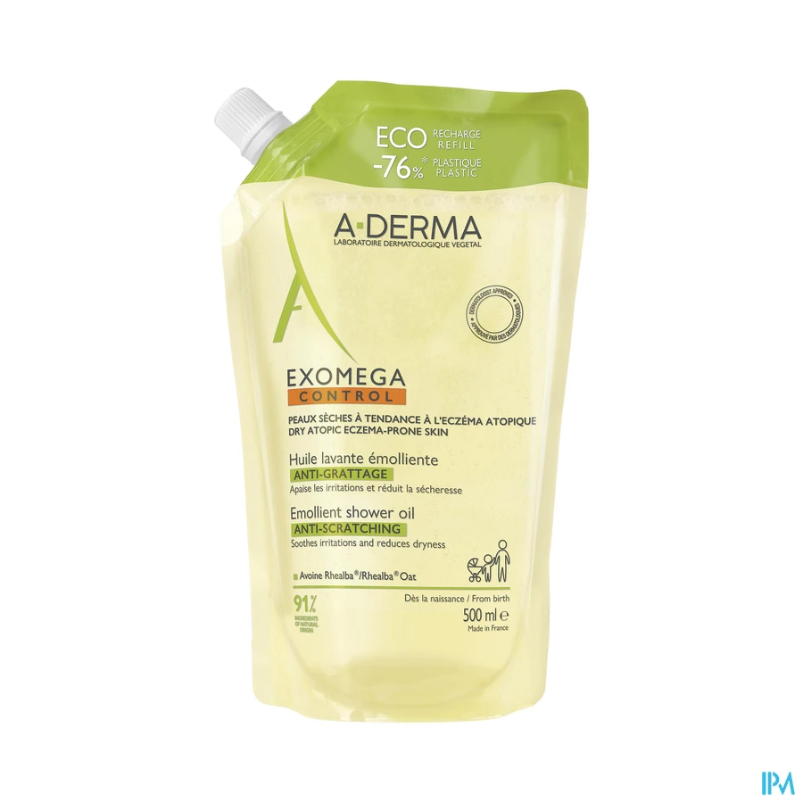productshot van Aderma Exomega Control Olie Emolierend Refill 500 ml