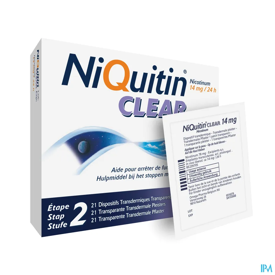 productshot van Niquitin Clear Patches 14 mg 21 Pleisters
