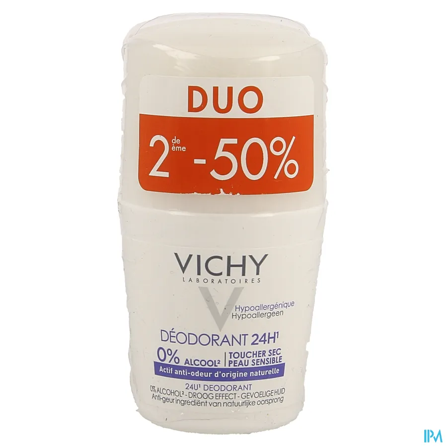 packshot van Vichy Deo Roller 24u zonder Aluminiumzouten Duo Promo* 2 x 50 ml