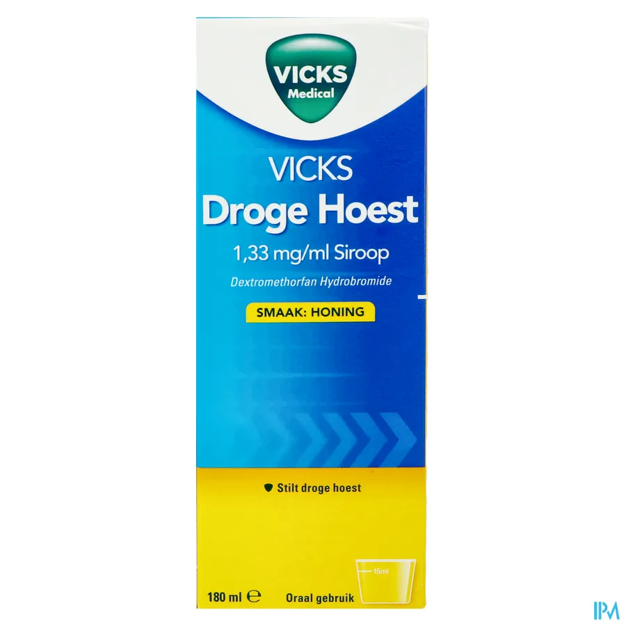 packshot van Vicks Droge Hoest Siroop 180 ml