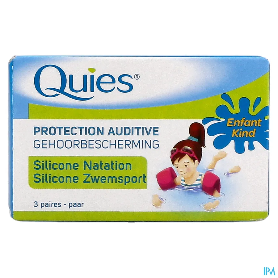 packshot van Quies Gehoorbescherming voor Zwemsport Silicone Oordopjes voor Kinderen 3 Paar