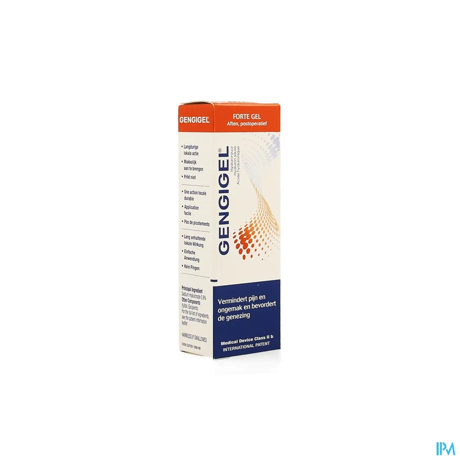 packshot van Gengigel Forte Gel met Hyaluronzuur bij Aften en Postoperatief voor Vermindering van Pijn en Ongemak en Bevordering van Genezing Tube 8 ml
