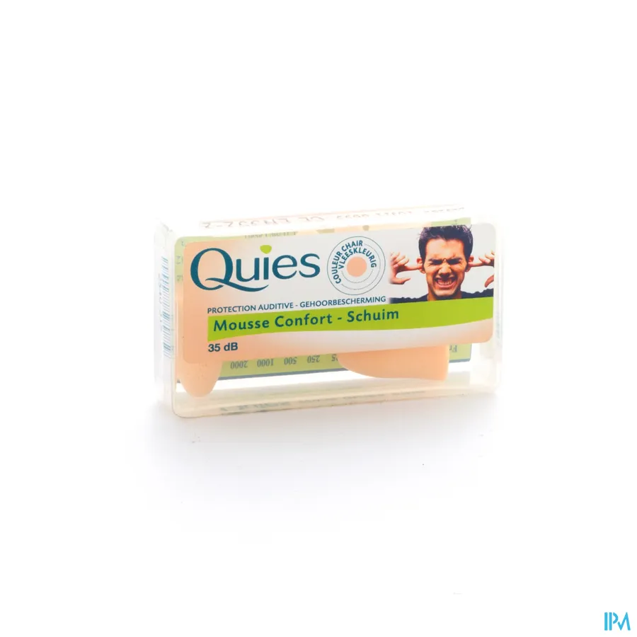packshot van Quies Kegelvormige Oordopjes in Schuim tegen Harde Geluiden 35 dB in Huidskleur 3 Paar