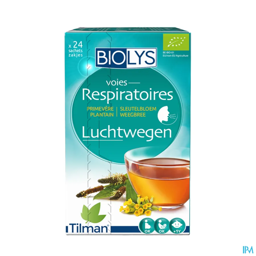 packshot van Tilman Biolys Luchtwegen Sleutelbloem-Weegbree 24 zakjes