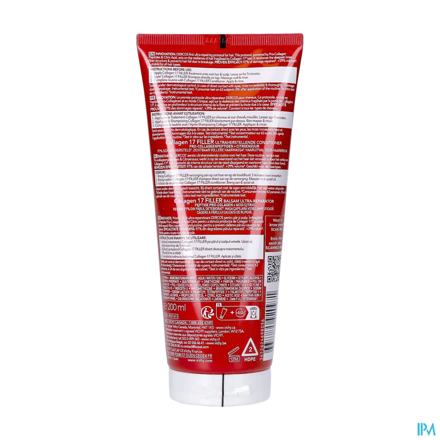 packshot van Vichy Dercos Collagen 17 Filler Ultraherstellende Conditioner 200 ml