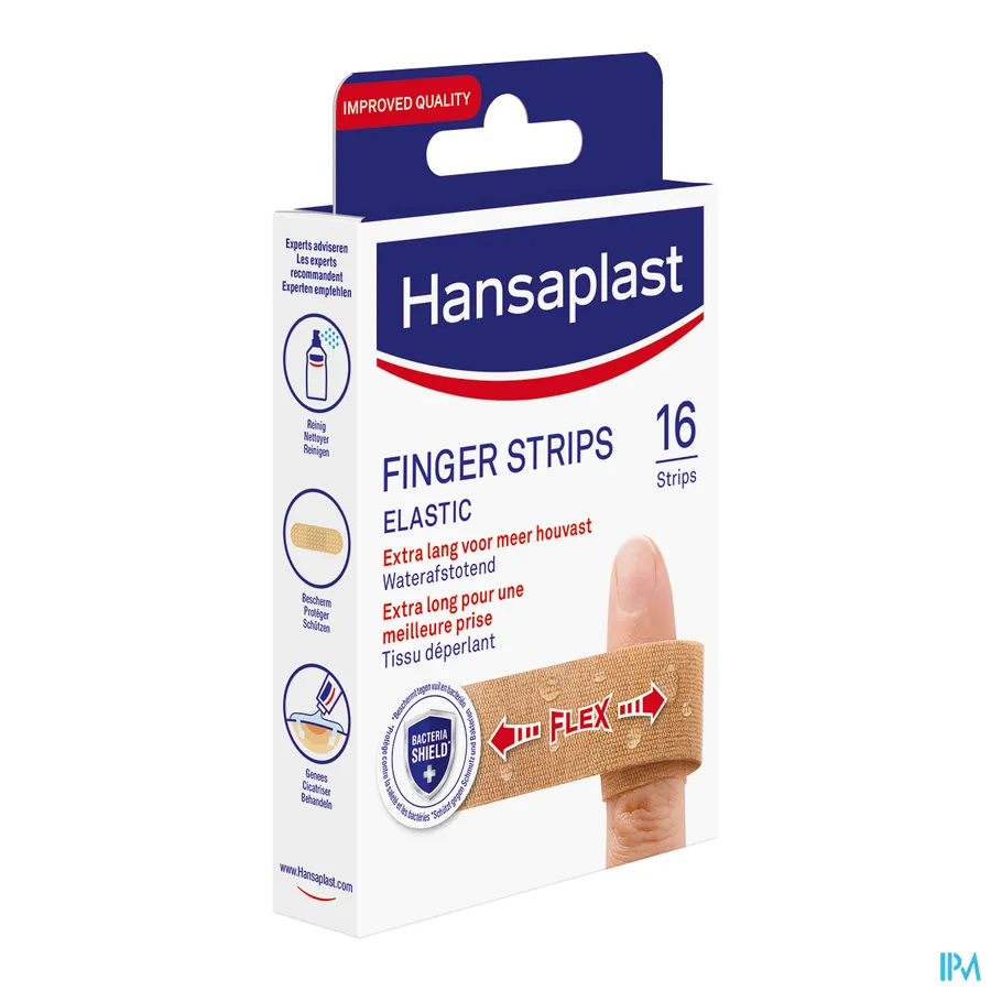 packshot van Hansaplast Pleister Vinger Strips Elastic 16 Stuks