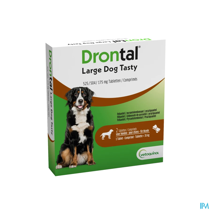 packshot van Drontal Large Dog Tasty 2 tabletten