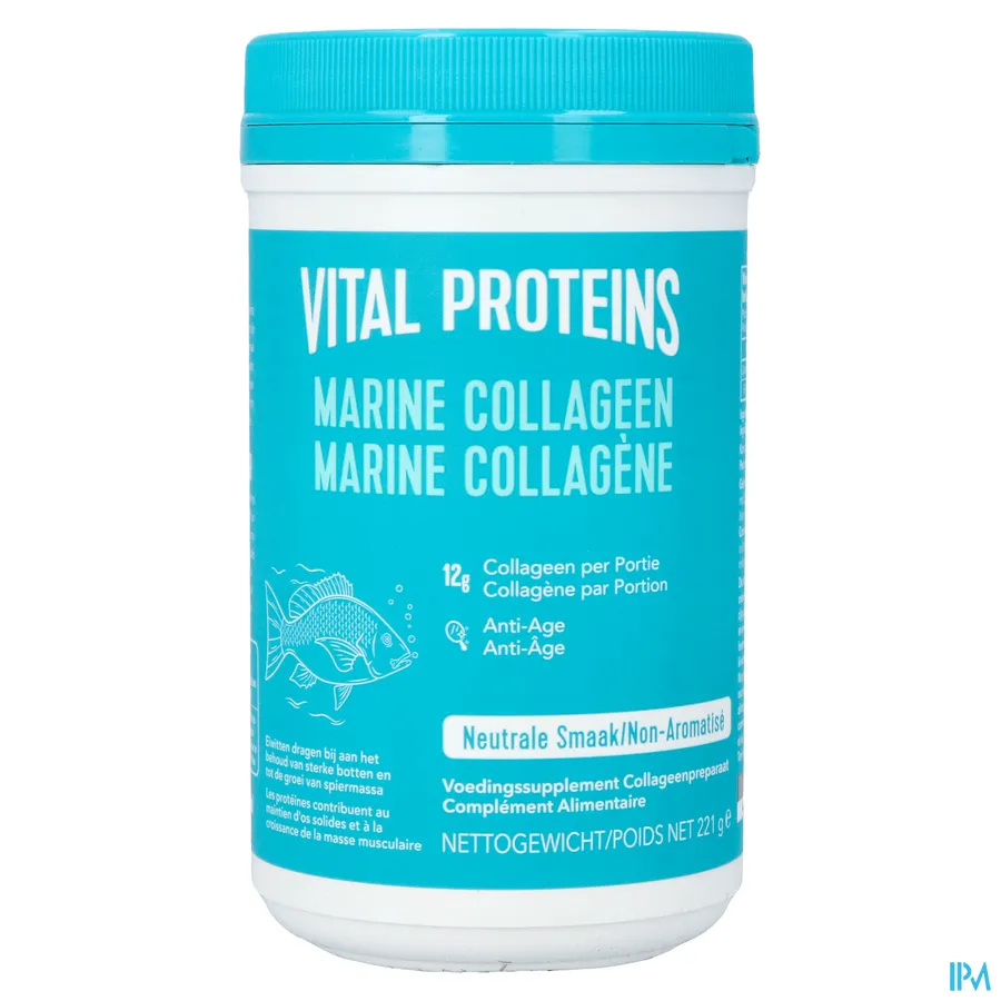 packshot van Vital Proteins 'Marine Collageen' met Neutrale Smaak Pot 221 g