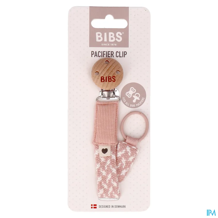 packshot van Bibs Fopspeenketting Braided Blush & ivory
