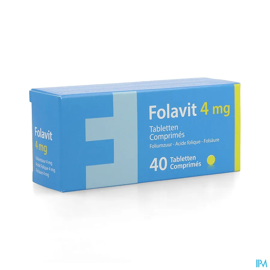 packshot van Folavit Foliumzuur 4 mg 40 Tabletten