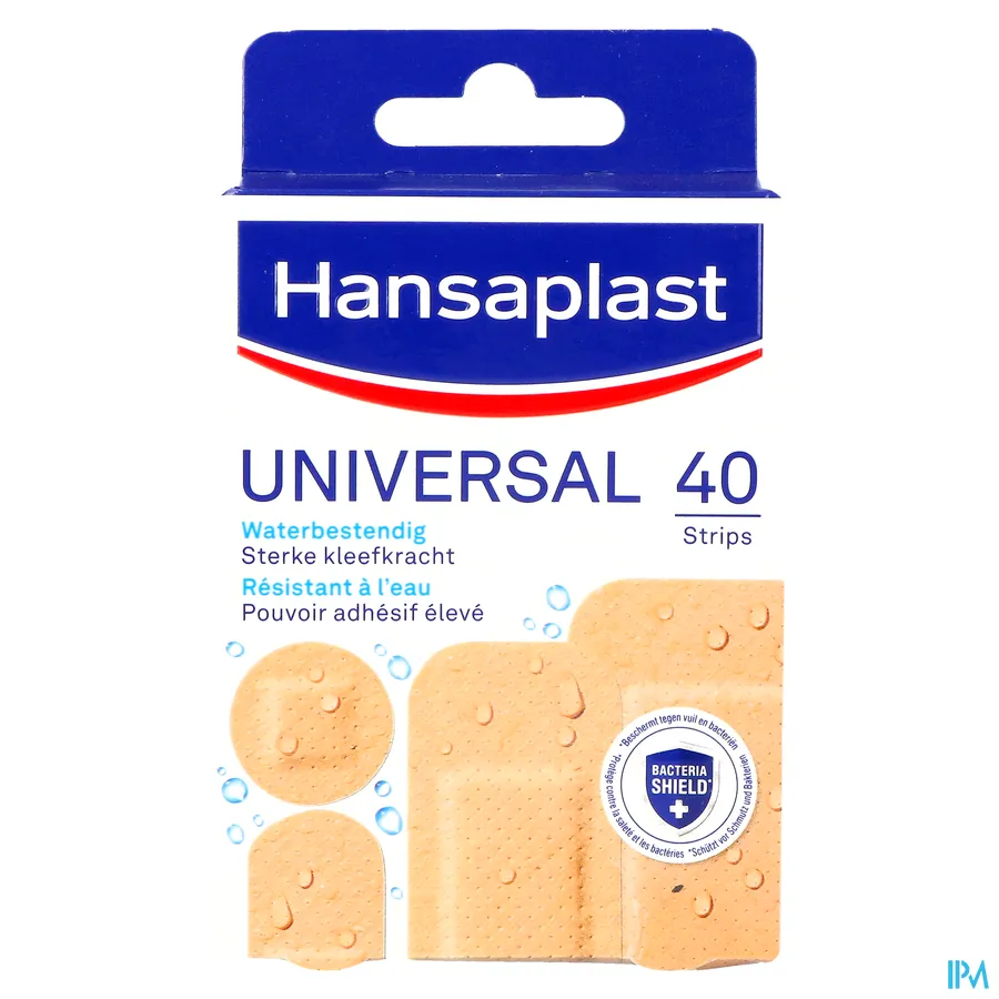 packshot van Hansaplast Universal Waterbestendige Pleister met Sterke Kleefkracht 40 Strips