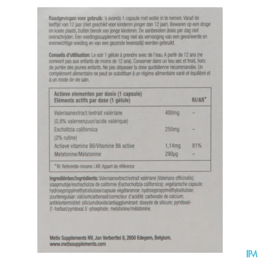 packshot van Metis Sleep 08 Start Caps 30