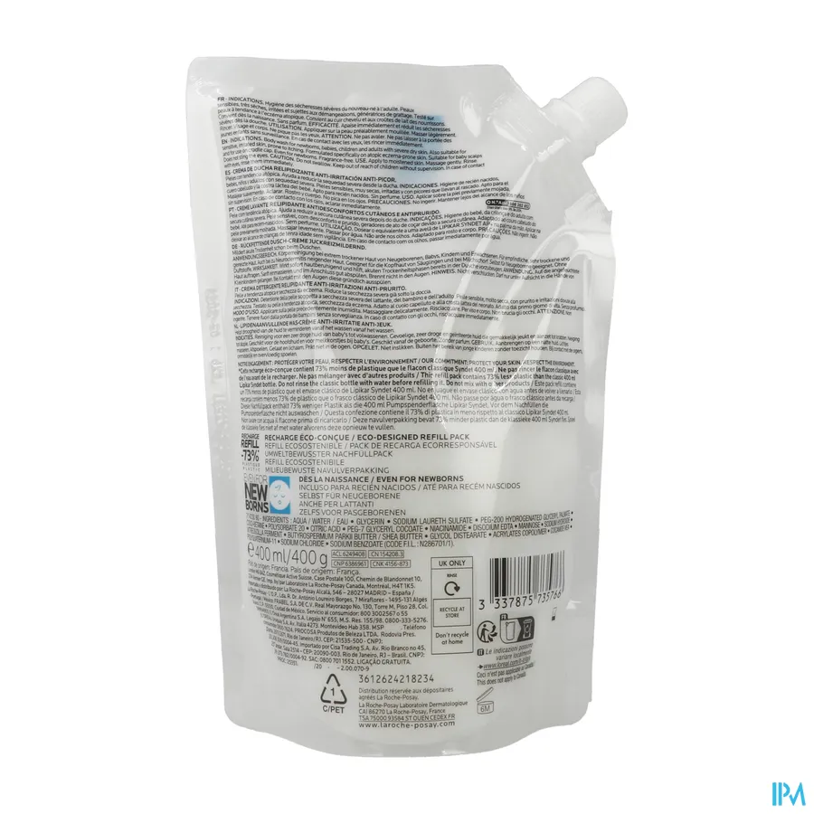 packshot van La Roche-Posay Lipikar Refill Syndet AP+ 400 ml