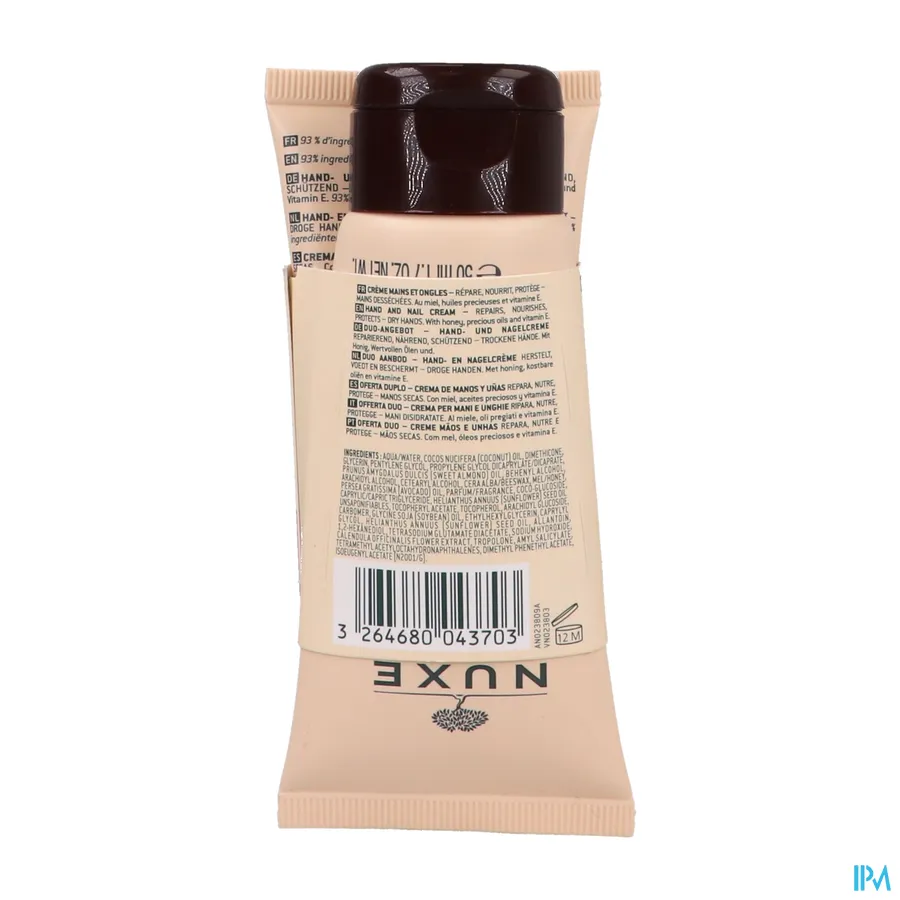 packshot van Nuxe Reve De Miel Hand-Nagelcreme Tube 2 x 50 ml Nuxe