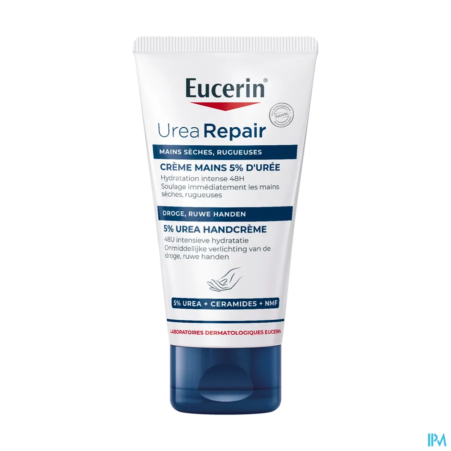 productshot van Eucerin Urea Repair Plus Handcrème 5% Urea zonder Parfum 75 ml