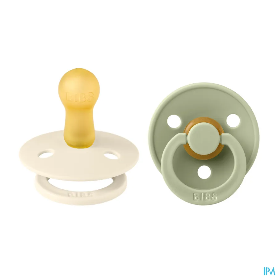 productshot van Bibs Fopspeen Duo Sage/Ivory 6-18 2 stuks
