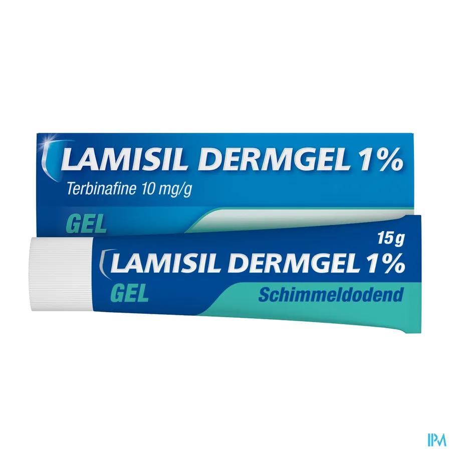 packshot van Lamisil Dermgel 1% Schimmeldodende Gel Tube 15 g