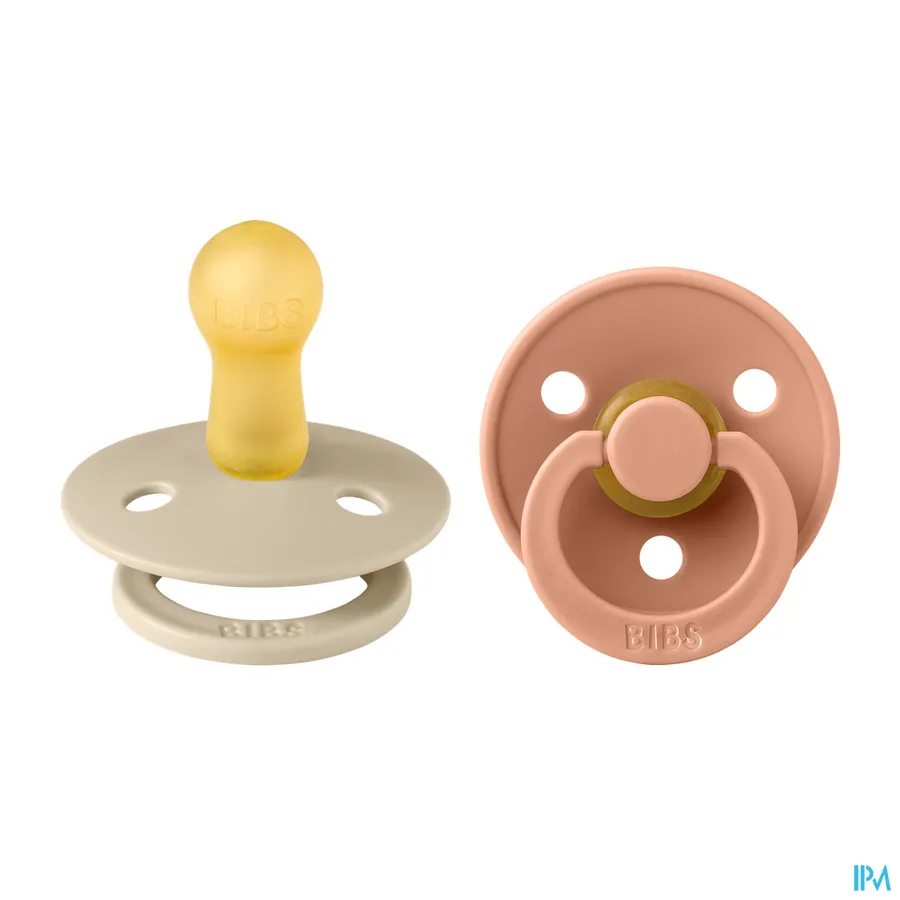 productshot van Bibs Fopspeen Duo Vanilla/Peach 6-18 2 stuks
