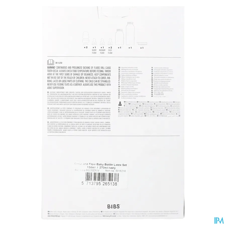 packshot van Bibs Zuigfles Grow&flow Combipack Ivory