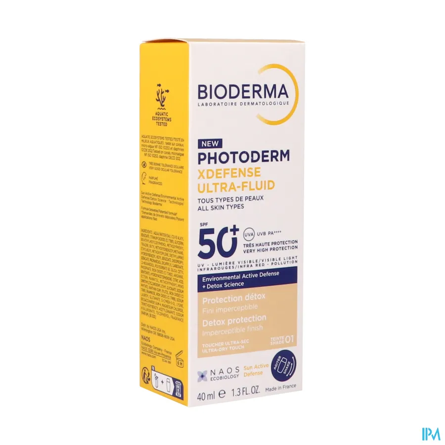 packshot van Bioderma Photoderm XDefense Ultra-Fluid SPF 50+ 40 ml Shade 01