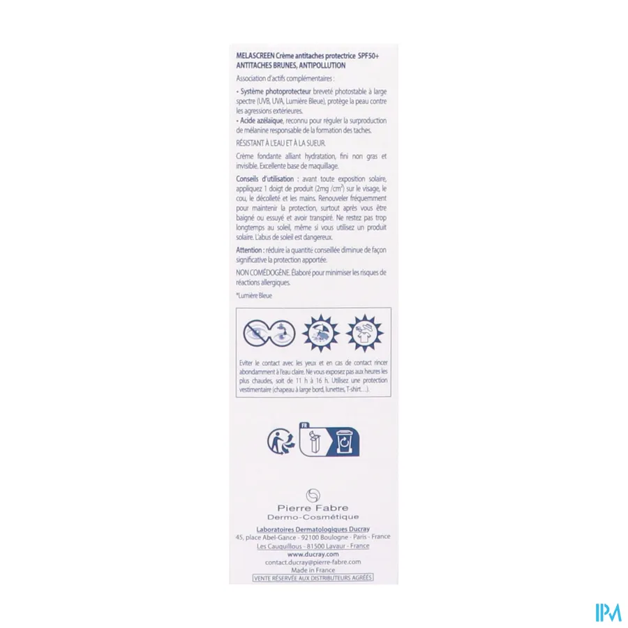 packshot van Ducray Melascreen Crème Anti-Pigmentvlekken SPF50+ 50 ml