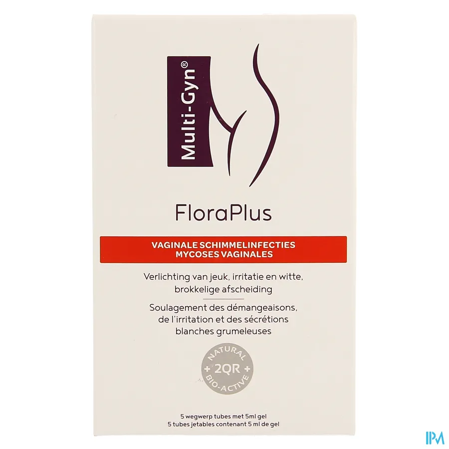 packshot van Multi-Gyn FloraPlus bij Vaginale Schimmelinfecties en Jeuk Gel 5 x 5 ml