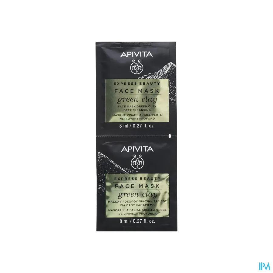 productshot van Apivita Express Beauty Masker Groene Klei 2 x 8 ml