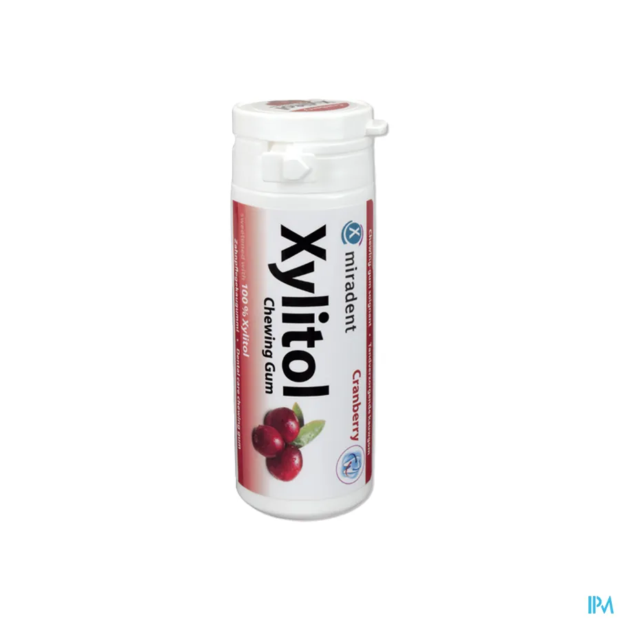 packshot van Miradent Kauwgom Xylitol Veenbes 30 stuks