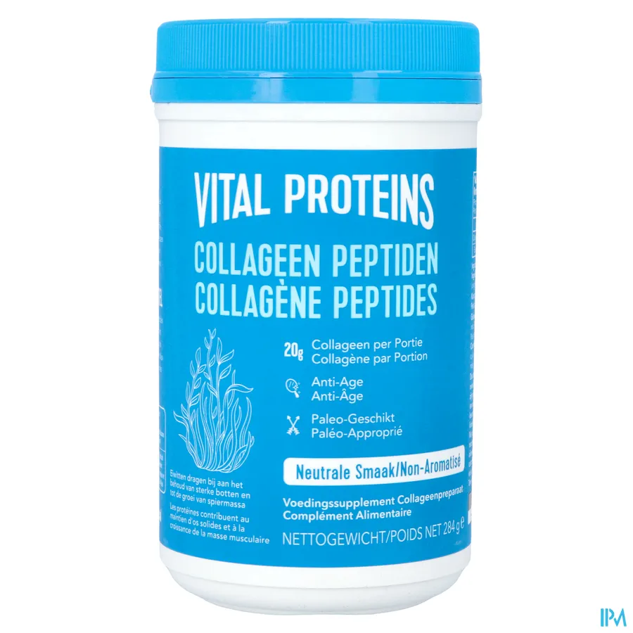 packshot van Vital Proteins 'Collageen Peptiden' met Neutrale Smaak Pot 284 g