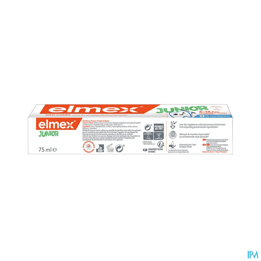 packshot van Elmex Junior Tandpasta met Aminefluoride voor Kinderen van 6-12 Jaar 75 ml