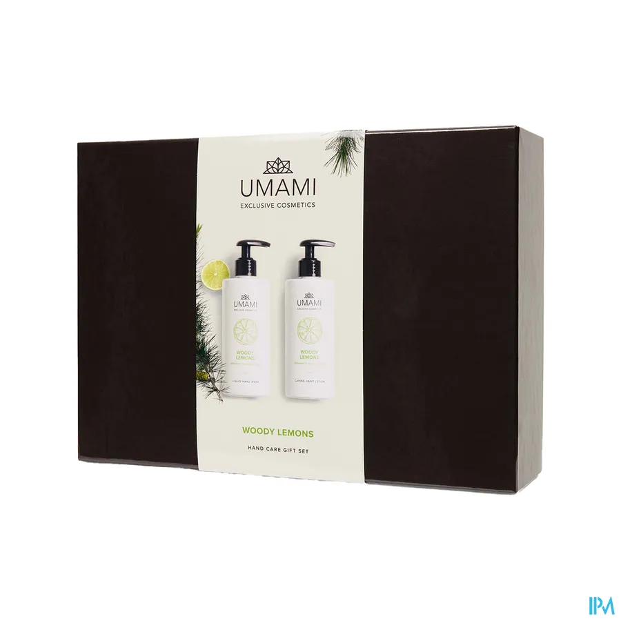 packshot van Umami Woody Lemons Giftset Hand 300 ml