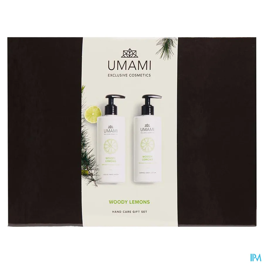 packshot van Umami Woody Lemons Giftset Hand 300 ml