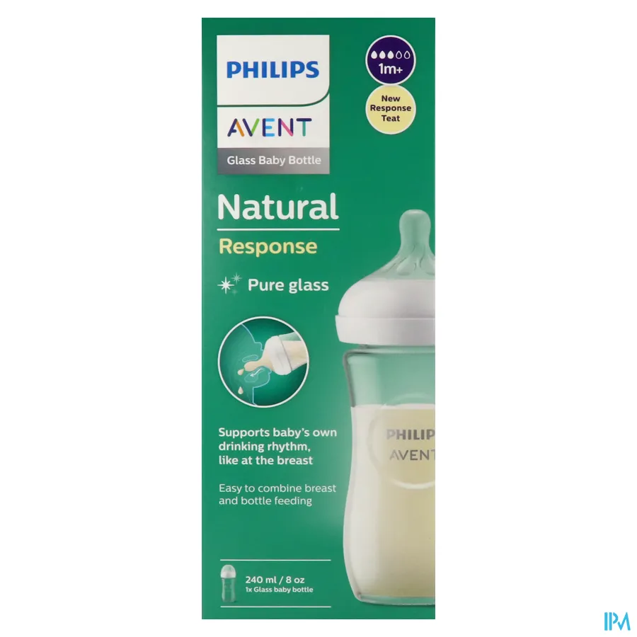 packshot van Philips Avent Natural 3.0 Zuigfles Glas 240 ml
