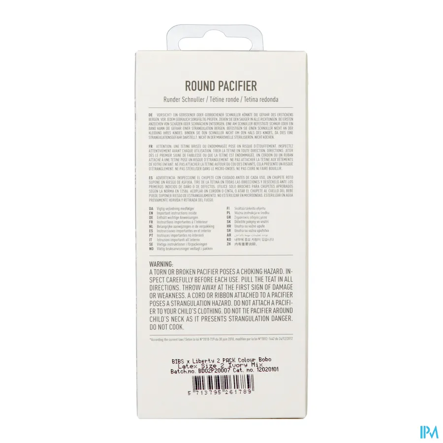 packshot van Bibs 2 Fopspeen Duo Liberty Garden Bobo Ivory 2