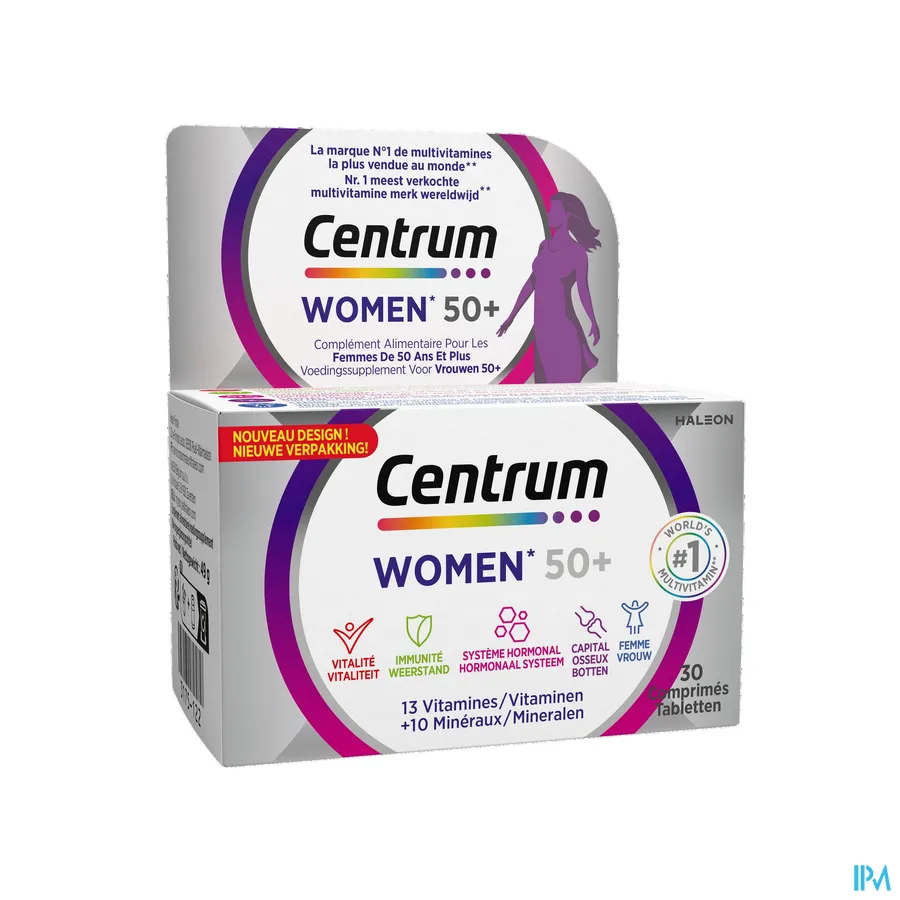 packshot van Centrum Women 50+ met 13 Vitamines en 10 Mineralen 30 Tabletten