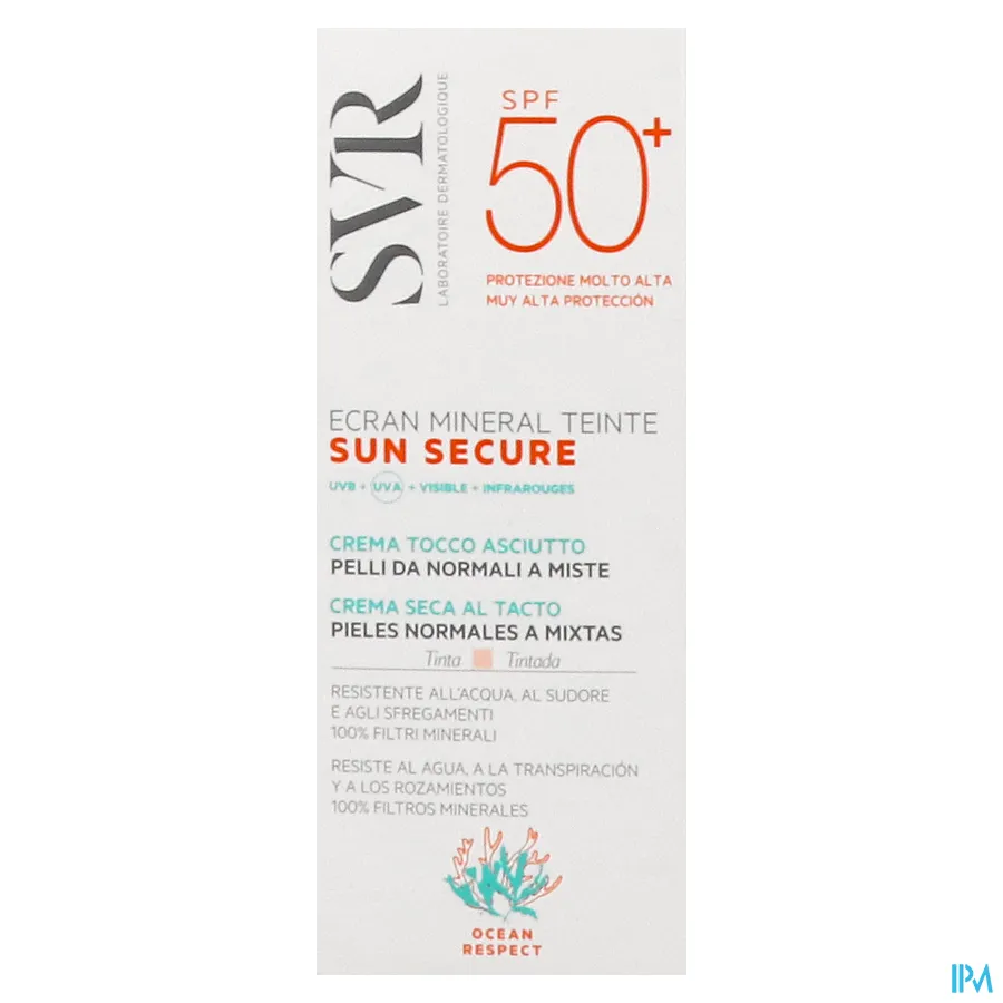 packshot van SVR Sun Secure Minerale Getinte Crème SPF 50+ Normale Huid 60 ml