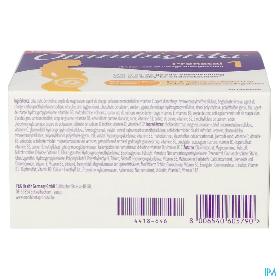 packshot van Omnibionta Pronatal 1 84 tabletten
