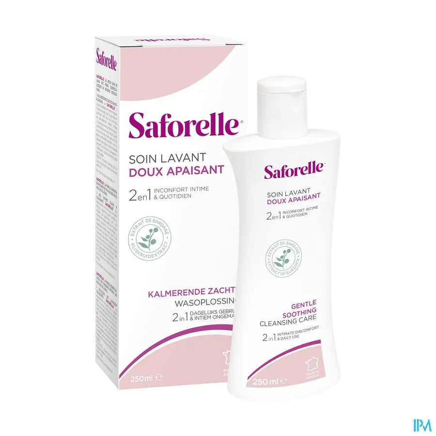 productshot van Saforelle Zachte Intieme Wasoplossing voor Dagelijks Gebruik voor Gevoelige of Geïrriteerde Huid 250 ml