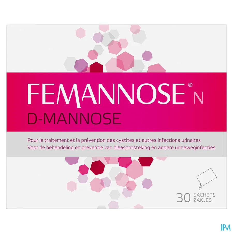 packshot van Femannose voor Behandeling en Preventie van Blaasontsteking en Urineweginfecties 30 Zakjes