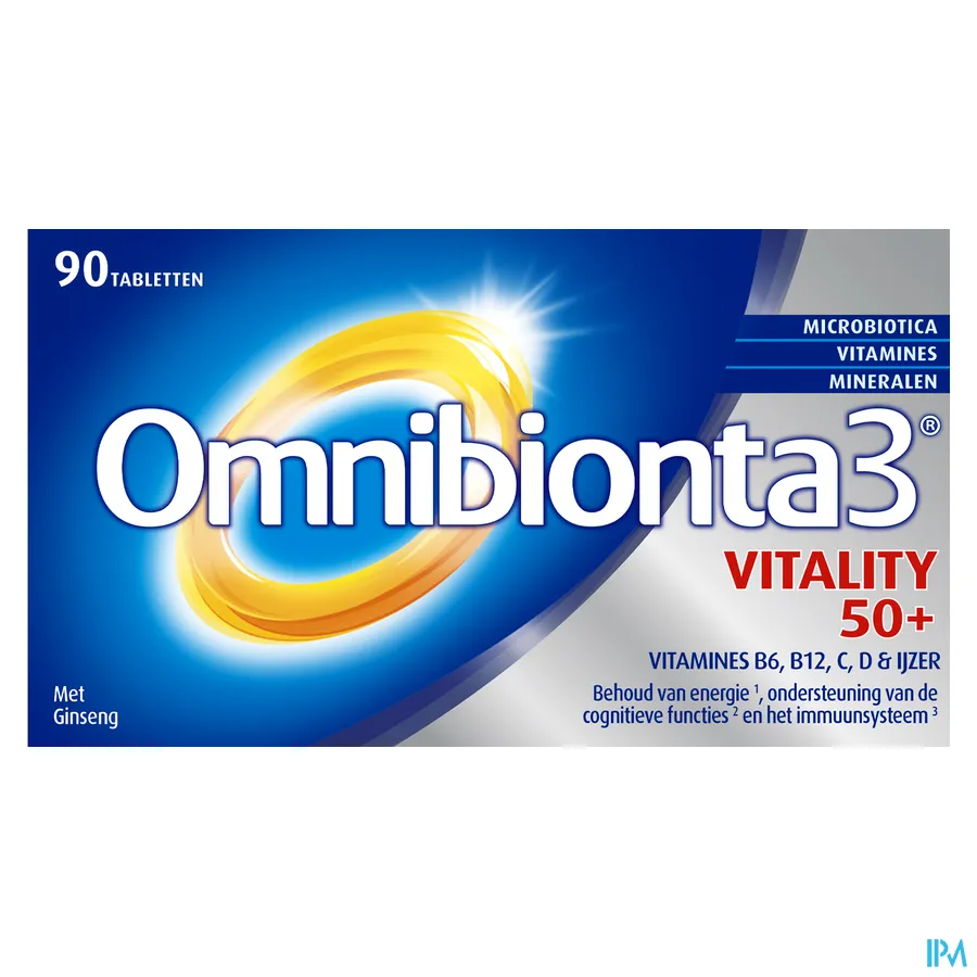 packshot van Omnibionta 3 50+ Vitamines en Mineralen + Ginseng en Luteïne 90 Tabletten