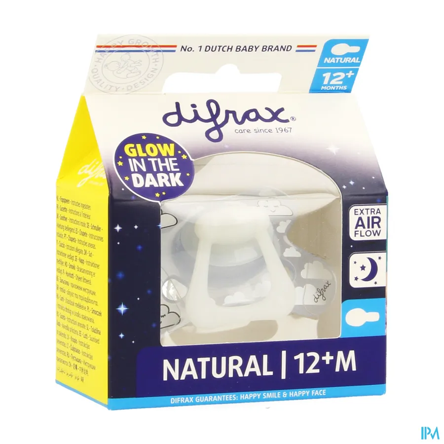 packshot van Difrax Fopspeen Natural 12m+ Nacht