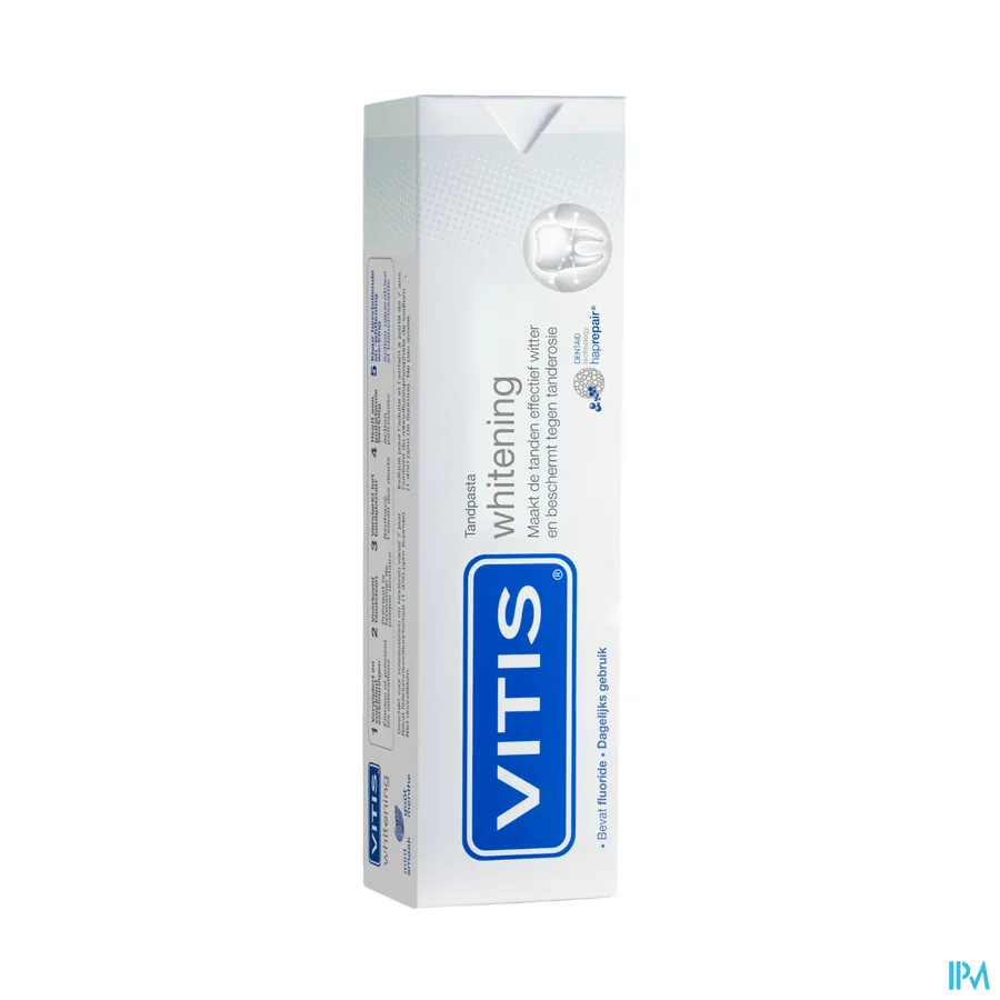 packshot van Vitis Whitening Tandpasta voor Effectief Wittere Tanden en ter Preventie van Tandgevoeligheid 75 ml