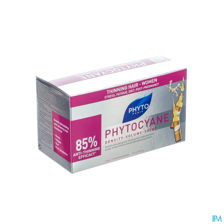 packshot van Phyto Phytocyane Groeistimulerende Verzorging tegen Haaruitval bij Vrouwen Ampullen 12 x 7,5 ml