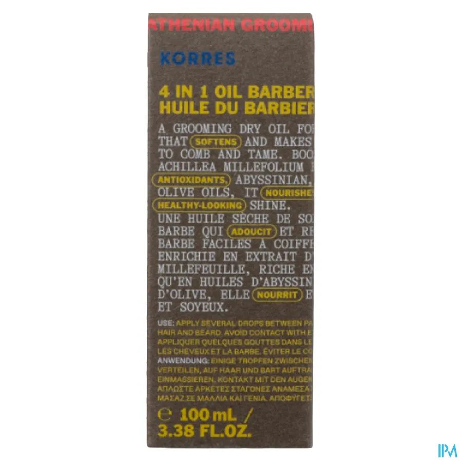 packshot van Korres Km Achillea Mens Grooming Oil 100ml