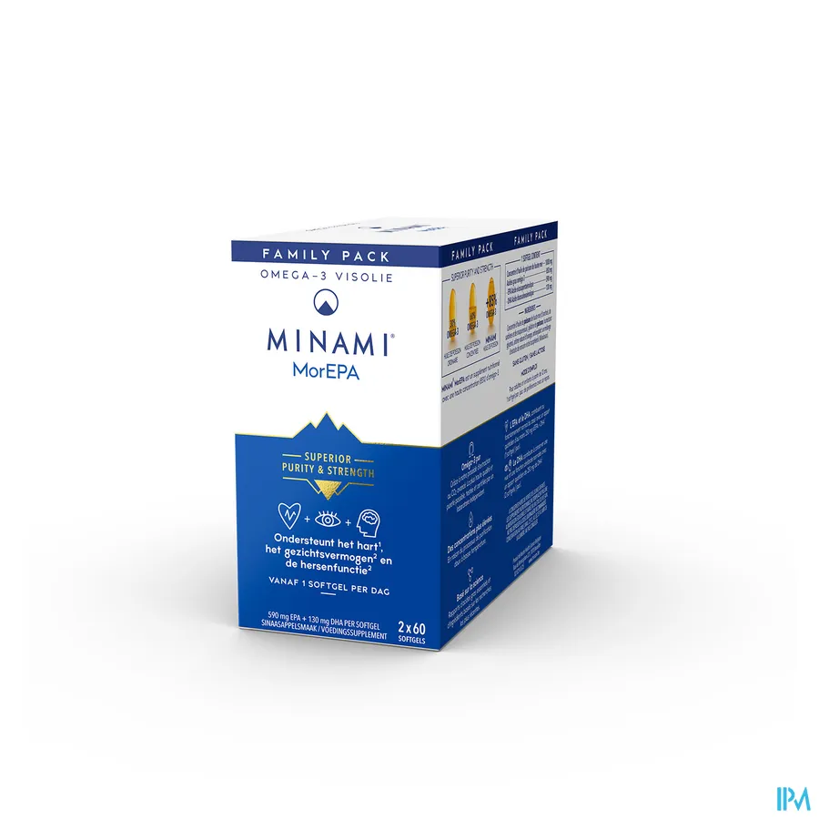 packshot van MorEpa Smart Fats Familieverpakking met 85% Omega-3 High EPA Formula 120 Softgels