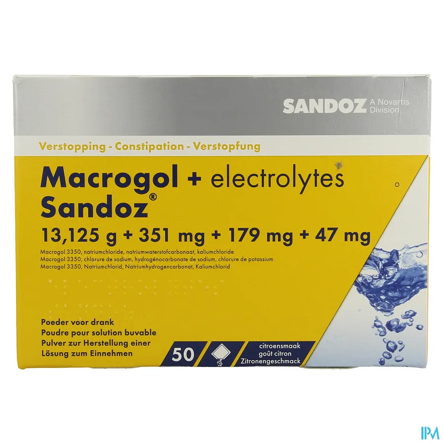 packshot van Macrogol + Elektrolyt Sandoz 50 zakjes
