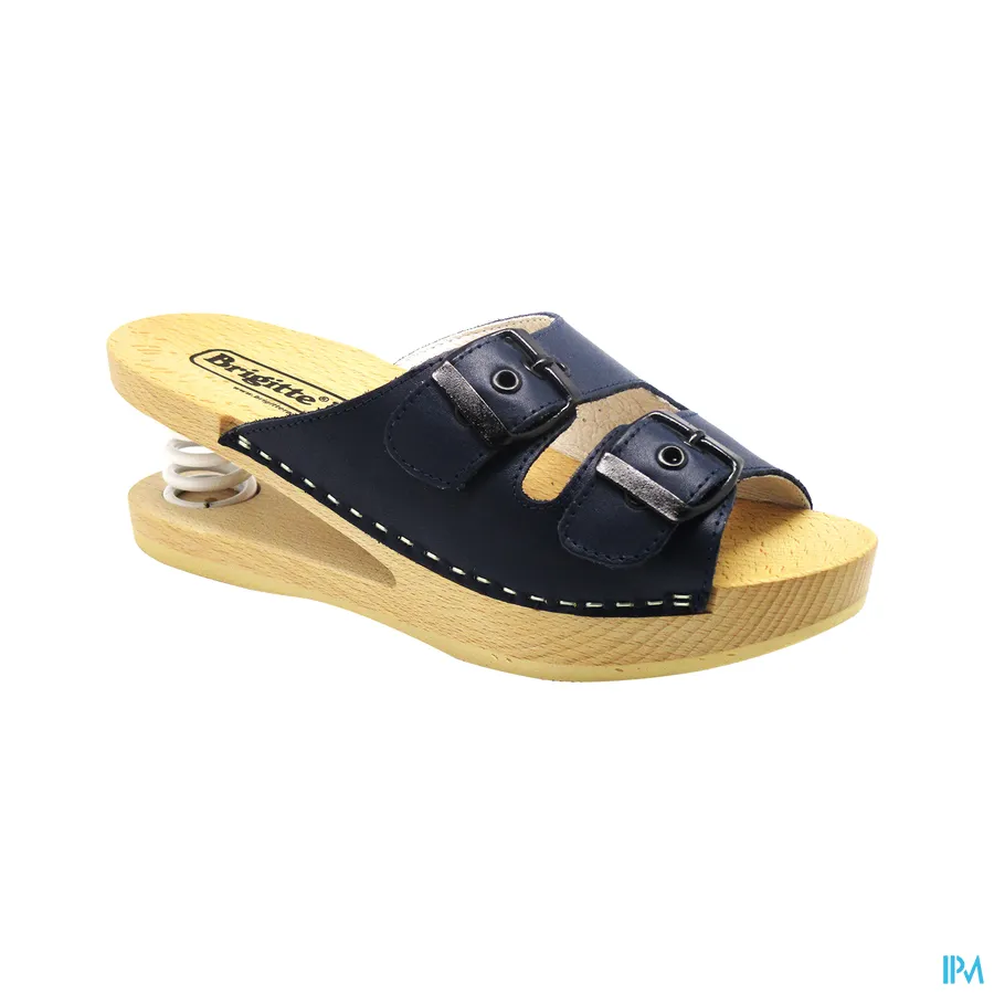 productshot van Brigitte Ravel Spring Muiltje Hout Snake Blue | Maat 40
